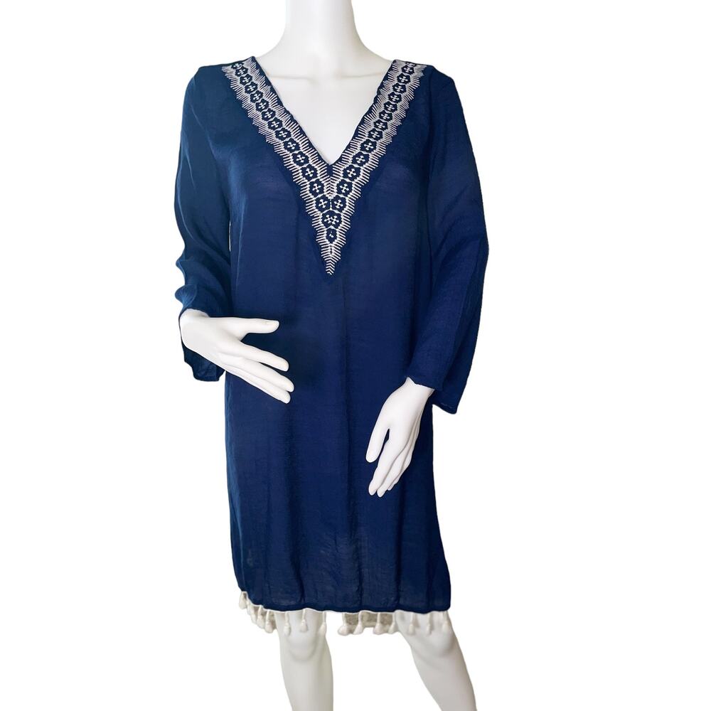 Boho top, cover up, minidress, or loungewear, Ladies Large, Gauze, V Neck